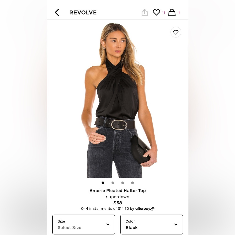 black halter top fits well. worn twice. no flaws or stains